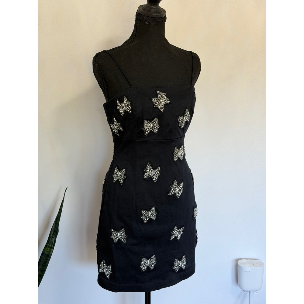 Maeve by Anthropologie Black Embellished Bow Mini Dress NWT Size 4 $230 Ret